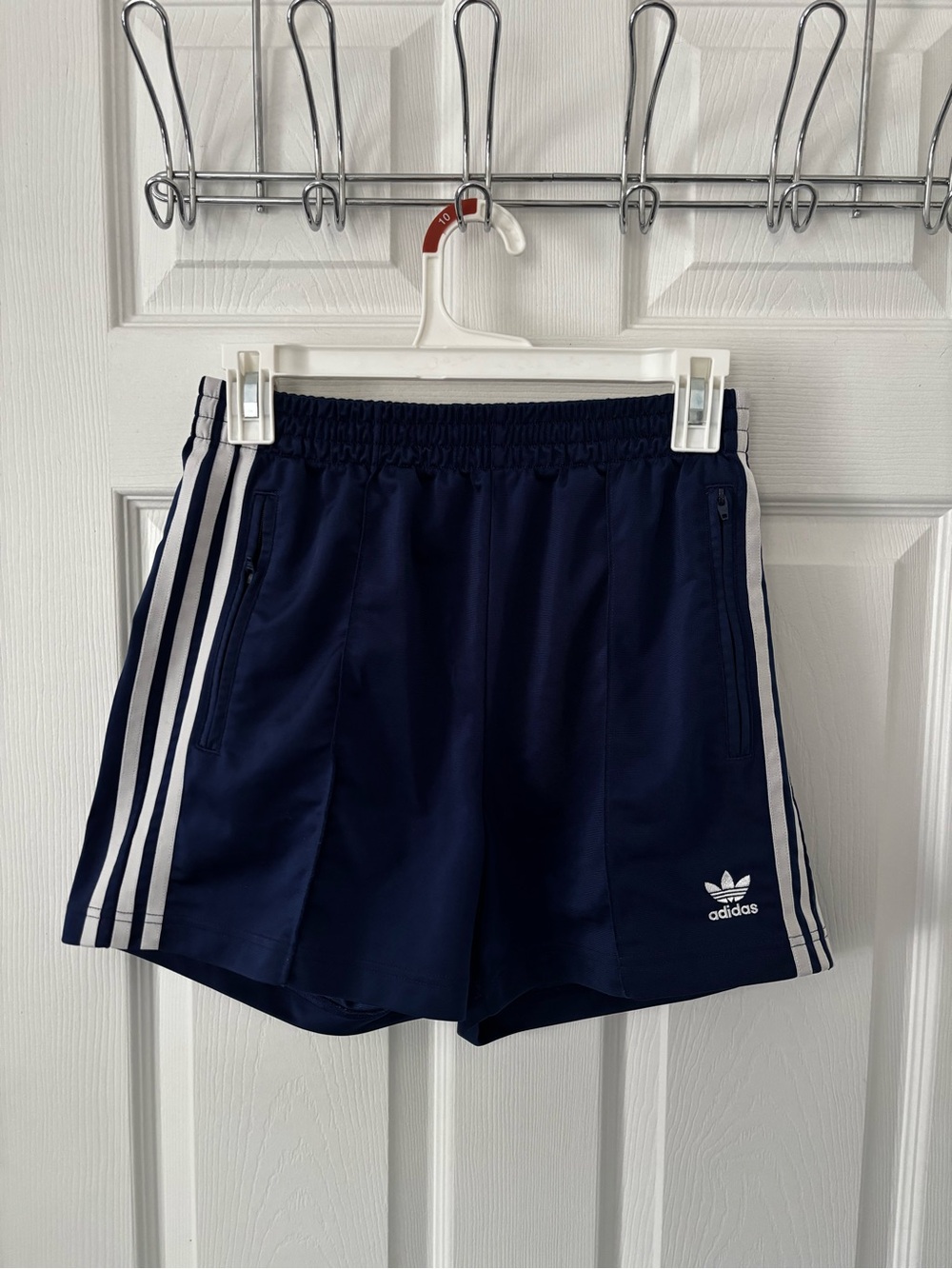 adidas Navy Athletic Shorts with White 3-Stripes